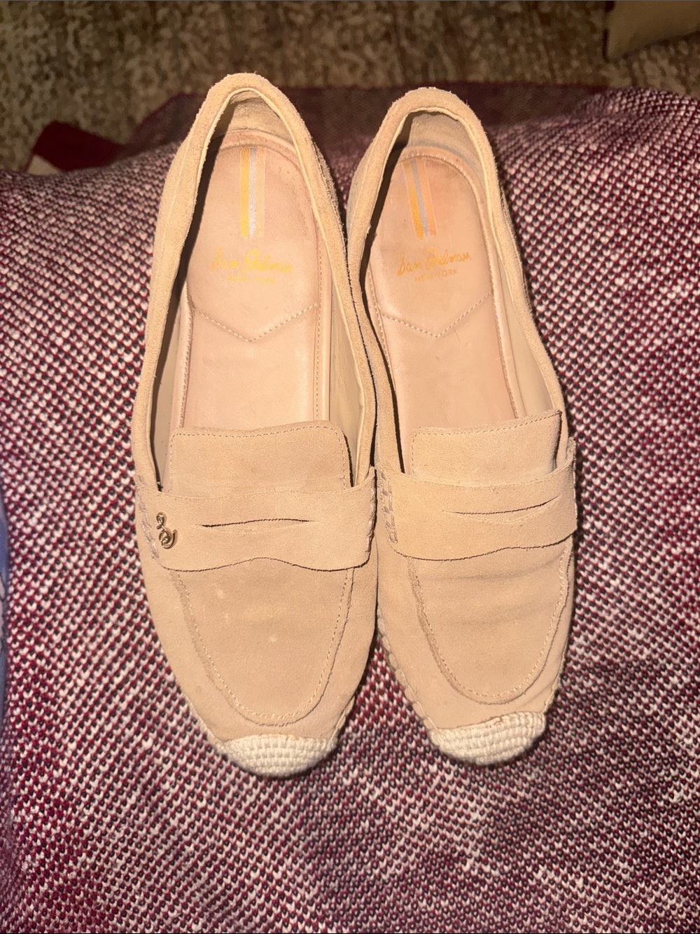Sam Edelman Beige Suede Penny Loafers